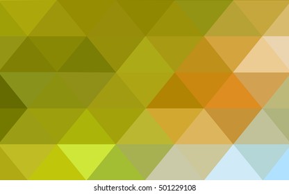Light green-yellow triangle mosaic background. Shining illustration, which consist of triangles. The textured pattern can be used for background.