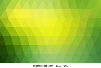 Light green-yellow triangle mosaic template. Creative illustration in halftone style with gradient. The polygonal design can be used for your web site.