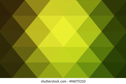 Light green-yellow triangle mosaic template. Colorful illustration in abstract style with gradient. The template can be used as a background for cell phones.