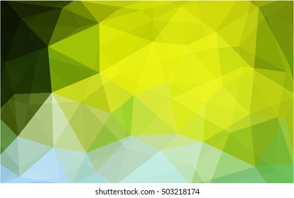 Light green-yellow triangle mosaic template. Shining illustration, which consist of triangles. Triangular pattern for your business design.