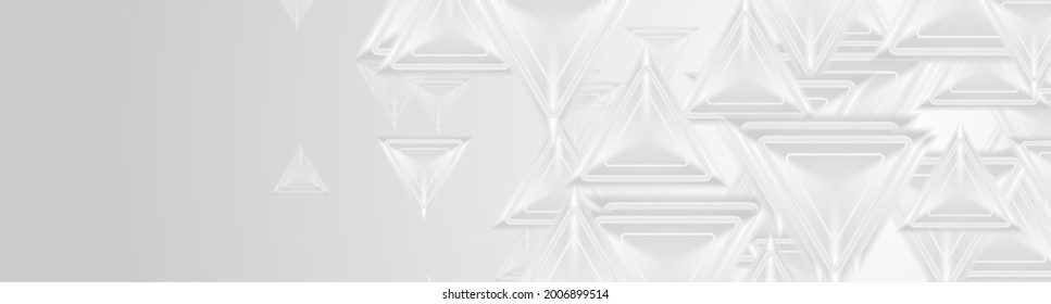 Hellgrauer 3D-Dreieck, polygonal abstrakter High-Tech-Hintergrund. Vektorbanner-Design