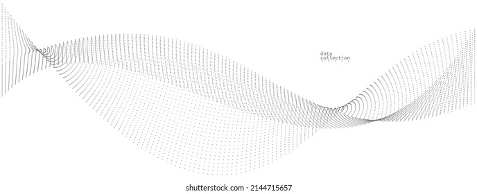 Hellgrauer abstrakter Hintergrund, Vektorwelle von fließenden Teilchen, kurvige Linien von Punkten in Bewegung, Technologie und Wissenschaft Thema, luftig und einfach futuristische Illustration.