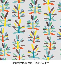 Light grey with abstract florals seamless pattern background design.