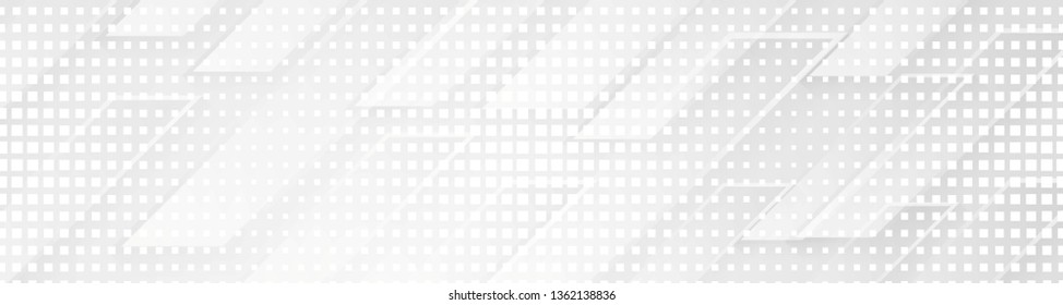 Light grey abstract technology header banner with halftone squares texture. Vector background