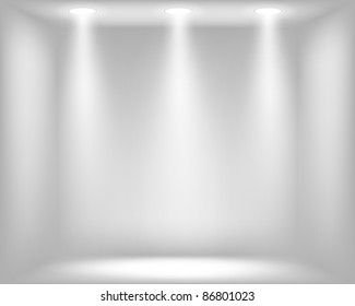 Light grey background with spotlights. Vector eps10 illustration