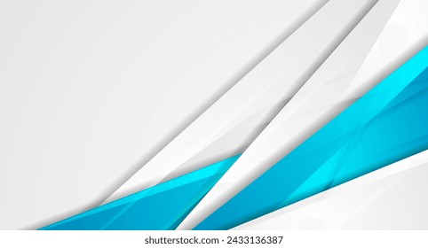 Light grey and blue glossy stripes geometric minimal abstract background. Vector corporate design