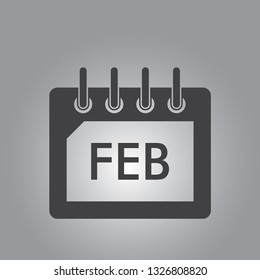 Light Grey Calendar February Vector Icon Illustration