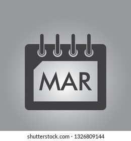 Light Grey Calendar March Vector Icon Illustration