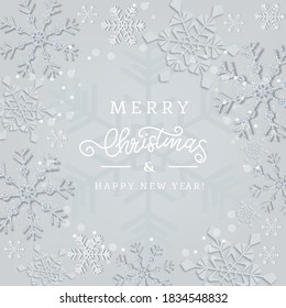 Light grey Christmas background with snowflakes. Vector illustration.