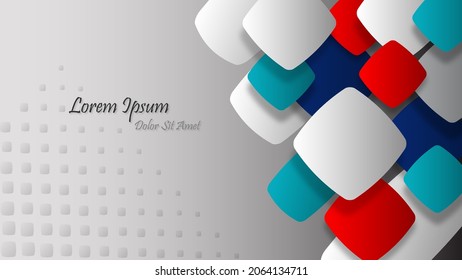 Light grey color background with paper cut style and halftone effects.
