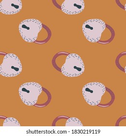 Light grey colored lock romantic silhouettes seamless pattern. Doodle heart secret print with orange background. For wallpaper, textile, wrapping paper, fabric print. Vector illustration