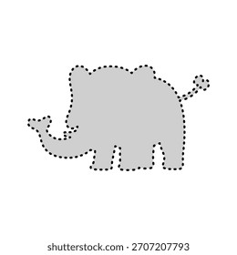 Elefante gris claro lleno de puntos en un estilo simple amigable para niños
