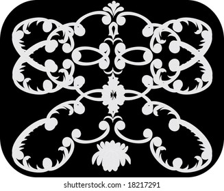 light grey flower ornament black background