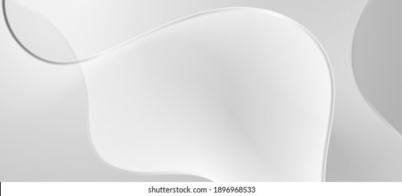 Light grey flowing smooth liquid waves abstract background. Vector banner design