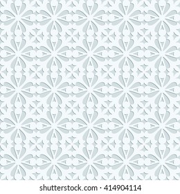 Light grey geometric 3d vector seamless pattern. Tiled background with Oriental motif