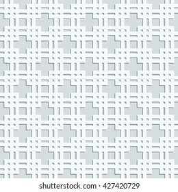 Light grey geometric 3d vector seamless pattern. Tiled background