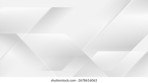 Cinza claro brilhante formas geométricas fundo abstrato tecnologia. Design mínimo de branco vetorial