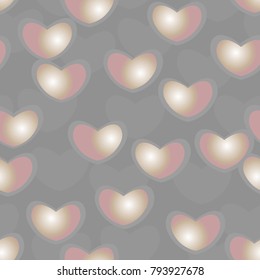Light grey gradient of light pink and pastel pink hearts overlay the  grey hearts on darker grey background.