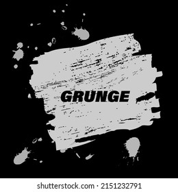 Light Grey Grunge Abstract Background Vector. Ink Brush Splash, Monochrome Scratch Art Texture. Black And Off White Color Dirty Effect Pattern, Rough Shape Banner. Grimy Stain Backdrop Illustration.