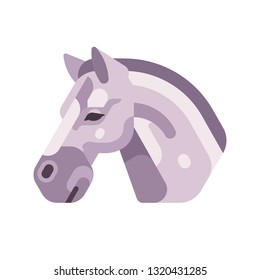 Light grey horse head side view flat icon 