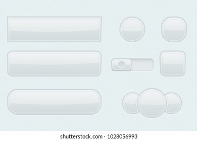 Light grey interface buttons. Vector 3d illustration