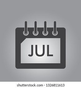Light Grey July Calendar Vector Icon Illustration