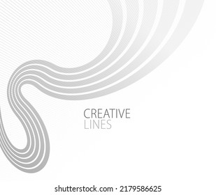 Líneas grises claras en el fondo abstracto del vector de perspectiva 3D, ilustración fría fácil y suave, movimiento suave y gradiente elegante.