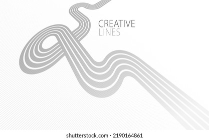 Líneas grises claras en el fondo abstracto del vector de perspectiva 3D, ilustración fría fácil y suave, movimiento suave y gradiente elegante.