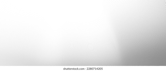 Light grey lines in 3D perspective vector abstract background, dynamic linear minimal design, wave lied pattern in dimensional and movement.