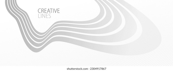 Light grey lines in 3D perspective vector abstract background, easy and soft cool illustration, smooth motion and elegant gradient.