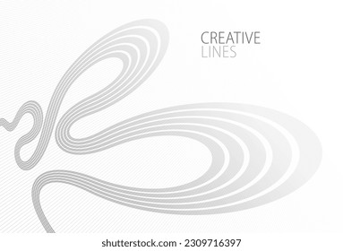 Light grey lines in 3D perspective vector abstract background, easy and soft cool illustration, smooth motion and elegant gradient.