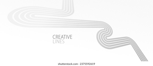 Líneas grises claras en el fondo abstracto del vector de perspectiva 3D, ilustración fría fácil y suave, movimiento suave y gradiente elegante.