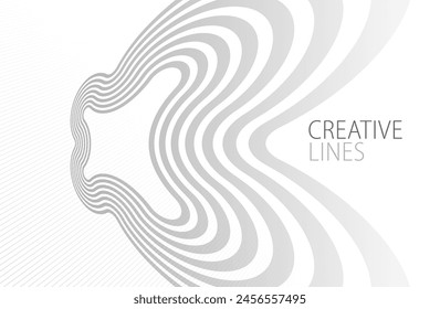 Light grey lines in 3D perspective vector abstract background, easy and soft cool illustration, smooth motion and elegant gradient.