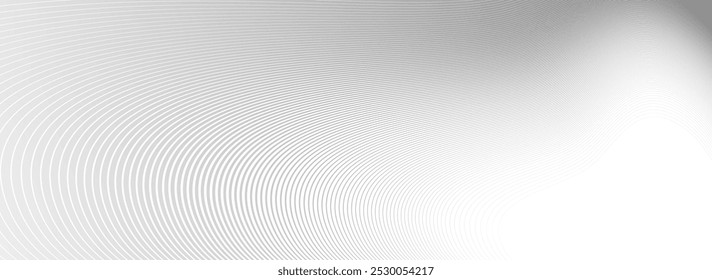 Light grey lines in 3D perspective vector abstract background, dynamic linear minimal design, wave lied pattern in dimensional and movement.