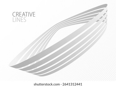 Light grey lines in 3D perspective vector abstract background, easy and soft cool illustration, smooth motion and elegant gradient.