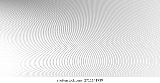 Líneas de color gris claro en perspectiva 3D Vector de fondo abstracto, diseño minimalista lineal dinámico, patrón de onda en dimensión y movimiento.