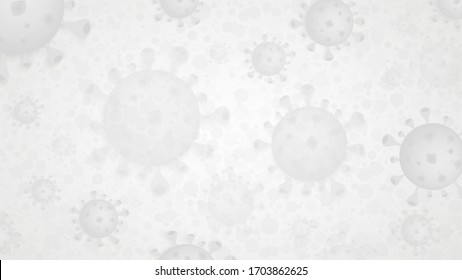 Light Grey Medical Background With Corona Virus Cell, COVID 19 Infection Disease. Coronavirus Vector Template.