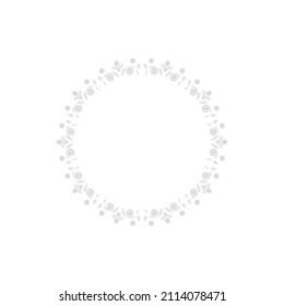 Light grey ornamental circular pattern on white background. Card template design. Decorative vector frame.