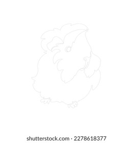 Light grey outline cute guinea pig on white background. Graphic drawing. Vector illustration.