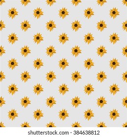 Light Grey Seamless Pattern with Sunflowers