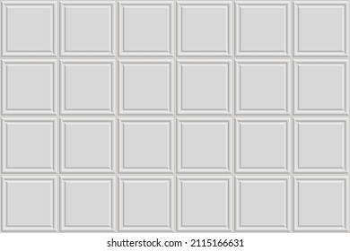 Light grey suspended cassette plasterboard ceiling seamless pattern. Armstrong false ceiling for office and home. Grid vector background. Contemporary interior design