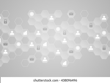 Light grey tech communication abstract background. Vector design