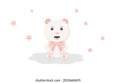Oso gris claro con estrellas rosas alrededor