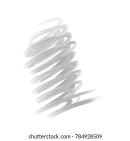 light grey watercolor spiral loop pattern with irregular curves in different shades on white background, vector illustration