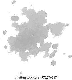 Light Grey Watercolor Splash Vector, Isolated. Great For Use On Layout Design, Against a White Background or Any Other Color