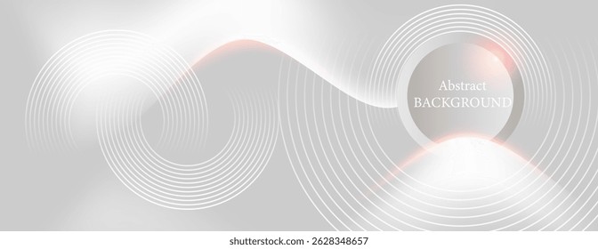 A light grey and white background with horizontally overlapping curves and circles. Delicate overlapping circle lines are used for this modern and simple design.