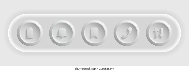 Light Group of White Icons. Ui Display Set for Smartphone Apps. Vector illustration