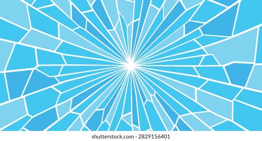 Light grunge broken texture. Damaged shattered glass effect background. Radial cracked lines explosion pattern. glass illustration art