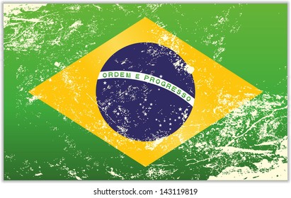 Light grunge effect flag of the Brazil