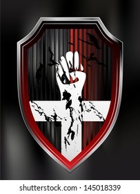 Light grunge effect shield with anarchy cross